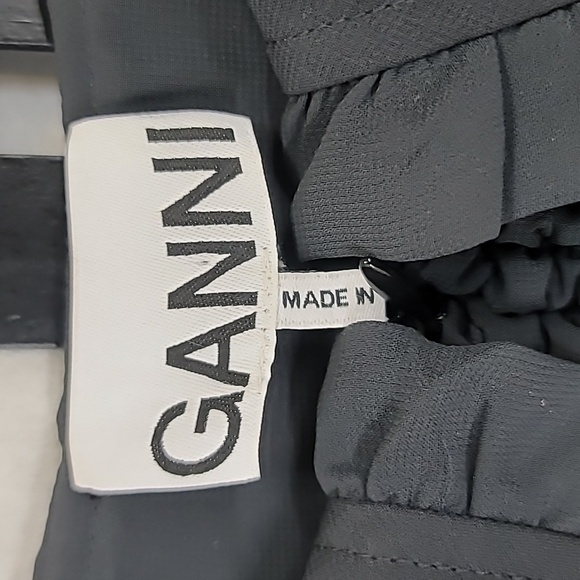 GANNI Ruffled-Collar Smocked Chiffon Dress Size 32 Or Size 0 - Picture 8 of 16